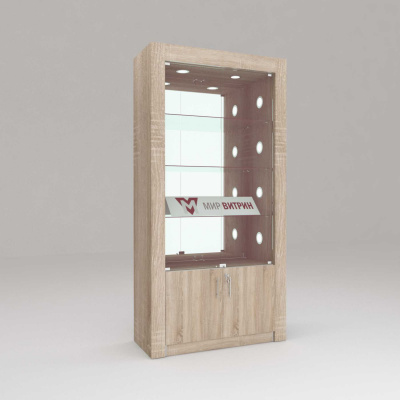 Витрина Афина 3-6, задняя стенка зеркало, полки стекло 2200х1100х450