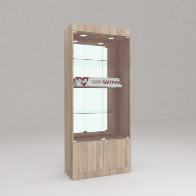 Витрина эконом 14, 3 полки, задняя стенка зеркало