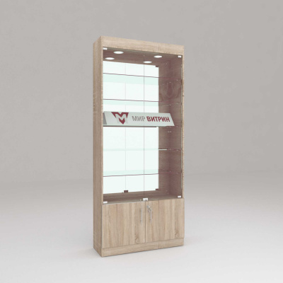 Витрина эконом 6, 5 полок, задняя стенка зеркало, 2100х900х300 (ВхШхГ)