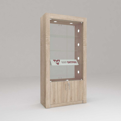 Витрина Афина 3-5, задняя стенка стекло, полки стекло 2200х1100х450 (ВхШхГ)