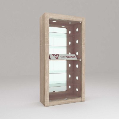 Витрина Афина 4-6, задняя стенка зеркало, полки стекло 2200х1100х450 (ВхШхГ)