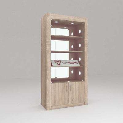 Витрина Афина 3-3, задняя стенка зеркало,полки лдсп, 2200х1100х450 (ВхШхГ)