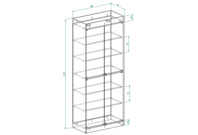 Витрина Афина 2-5, задняя стенка стекло, полки стекло 2200х900х450 (ВхШхГ)