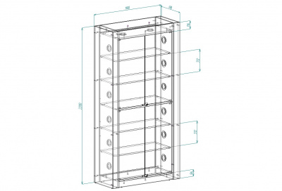 Витрина Афина 4-2, задняя стена стекло, 2200х1100х450 (ВхШхГ)