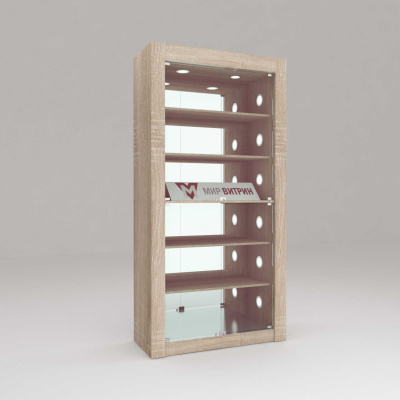 Витрина Афина 4-3, задняя стенка зеркало, полки лдсп, 2200х1100х450 (ВхШхГ)