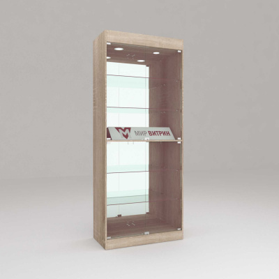 Витрина Афина 2 -6, задняя стенка зеркало, полки стекло, 2200х900х450 (ВхШхГ)