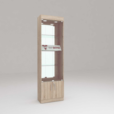 Витрина эконом 10, 3 полки, задняя стенка зеркало, 2100х600х300 (ВхШхГ)